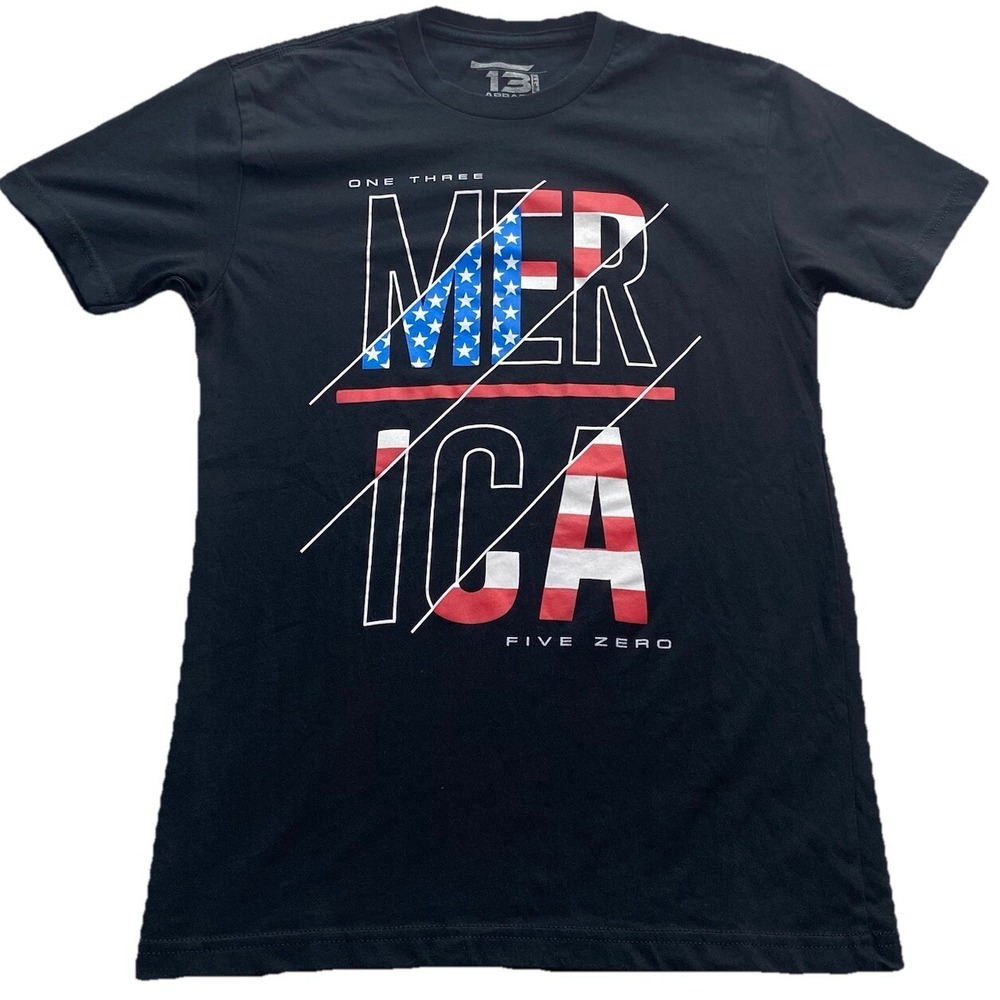 13 Fifty Apparel MERICA Black Graphic T-Shirt Size Small USA One Three Five Zero